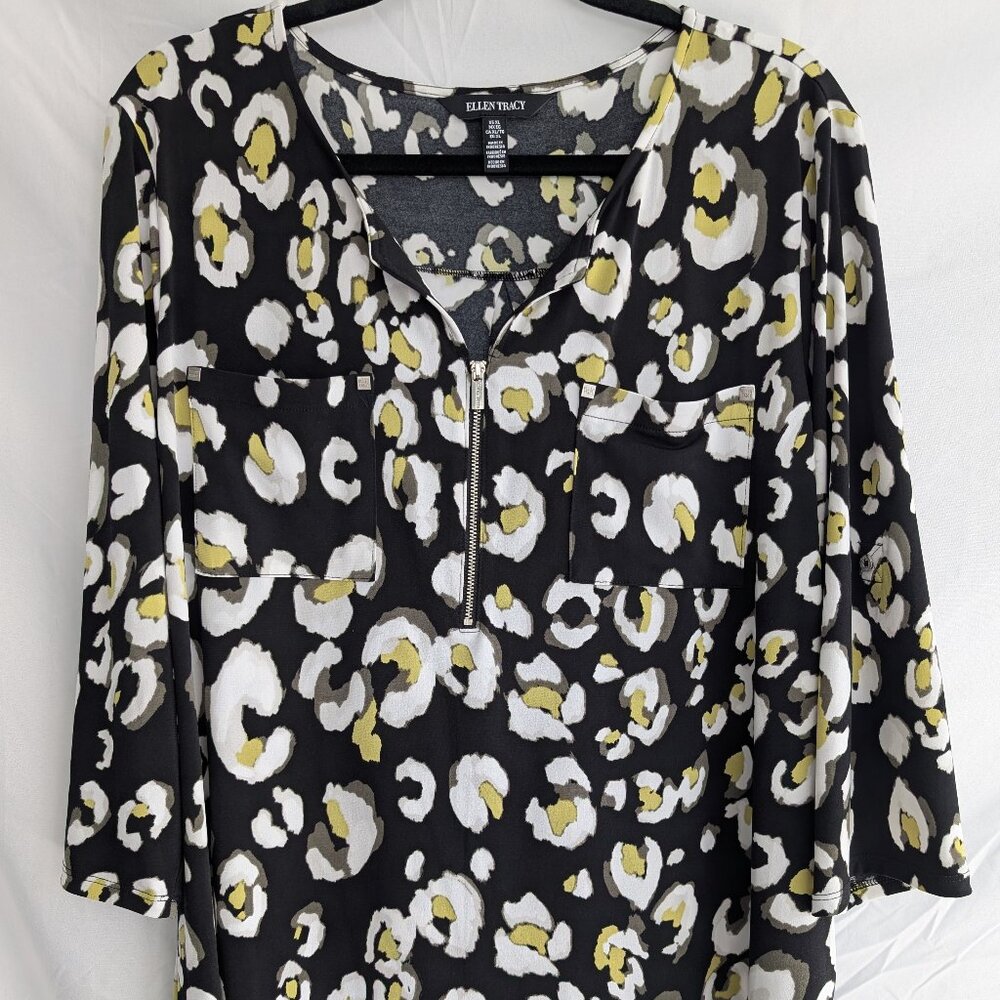 Ellen Tracy Blouse Black/Green Size XL $22.00